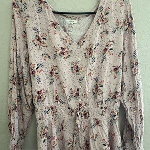 Maurices Blush Floral Button-Front Peasant Blouse